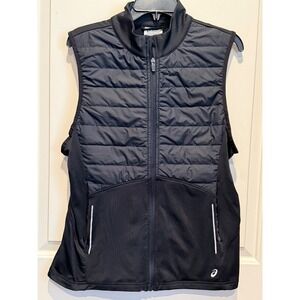 Asics Womens Black Hybrid Quilted Fitted Running Vest Full Zip Large RN 83394